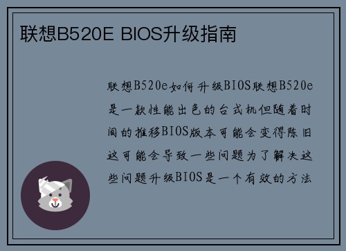 联想B520E BIOS升级指南